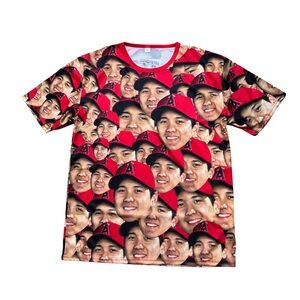 Shohei Ohtani All Over Face Print Shirt Size XL MLB AUTHENTIC Japanese Giveaway